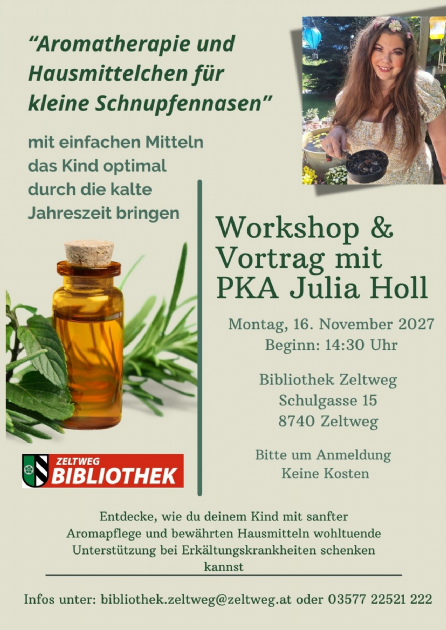 Plakat "Aromatherapie und Hausmittelchen für kleine Schnupfennasen"